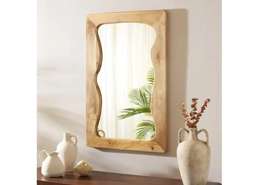 SAFAVIEH Home Collection Melody Handmade Natural Brown Wood Frame Wall Mirror, 24 x 36-Inch Rectangular Design-Beige