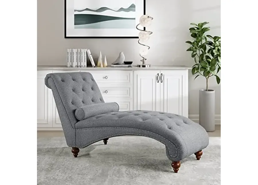 Lexicon Lambart Chaise Lounge, Gray (Silver Nailheads)-Grey