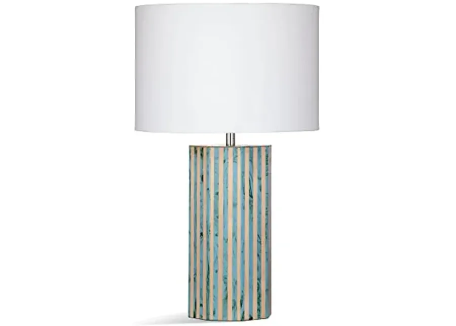 Bassett Mirror Company Garrett Table Lamp in Blue Wood-Blue