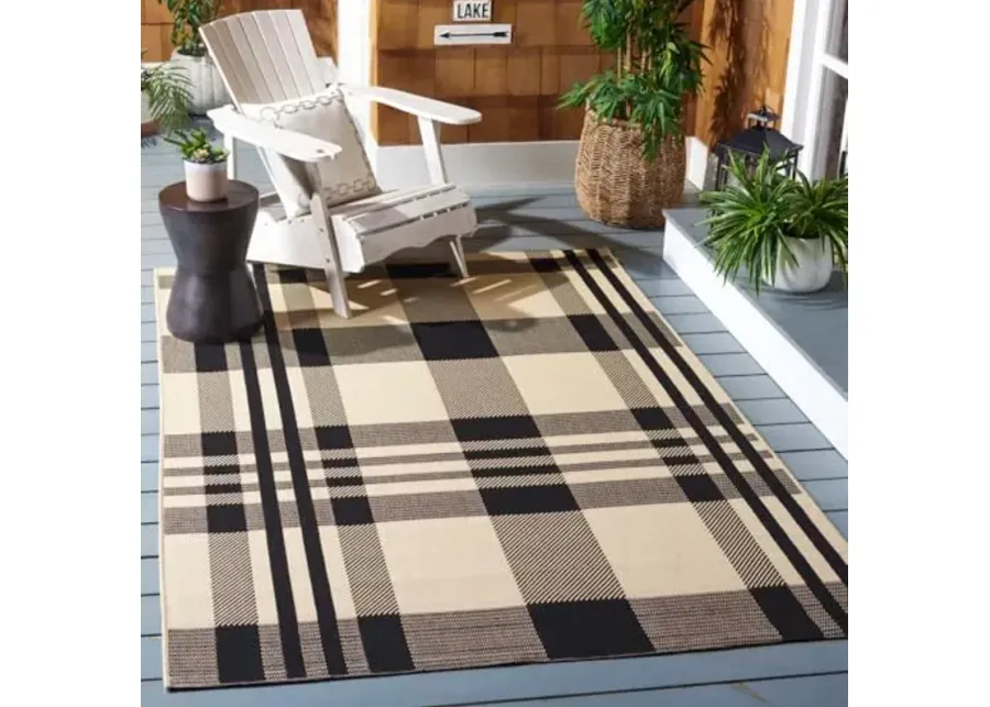 SAFAVIEH Courtyard Collection Area Rug - 4' x 5'7\-Black, Bone
