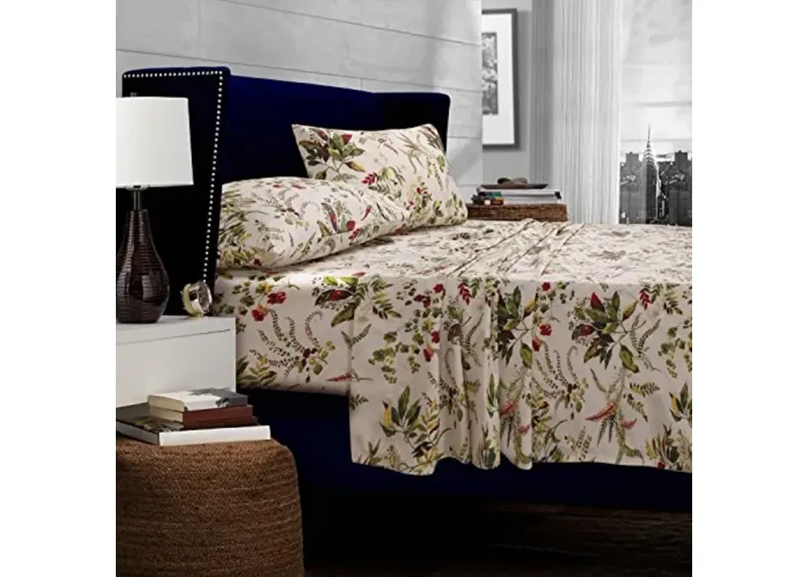 Tribeca Living Cotton Percale Full Size Bed Sheet Set, 300 Thread Count, Extra Deep Pockets, Multicolor-Maui Multi