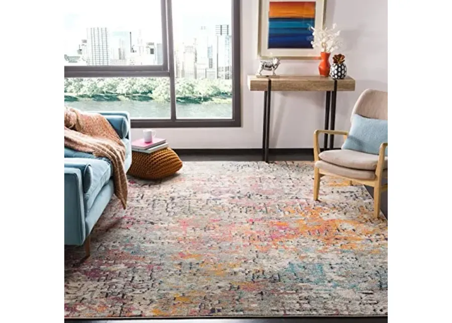 SAFAVIEH Madison Collection Area Rug - 9' x 12', Grey & Pink, Modern Abstract Design, Non-Shedding & Easy Care, Ideal for High Traffic Areas in Living Room, Bedroom (MAD460A)-Grey, Pink