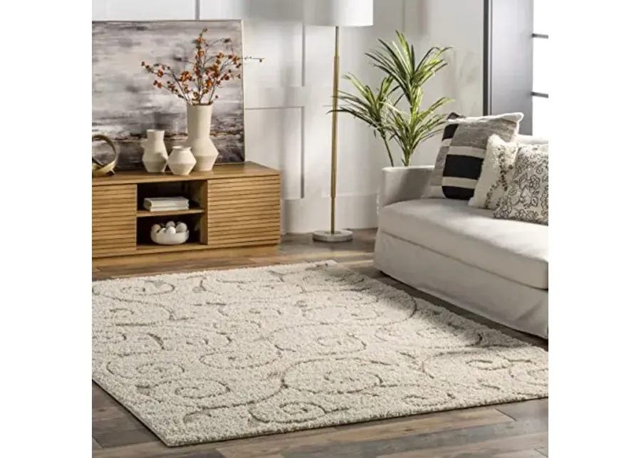 nuLOOM Maisha Contemporary Shag Area Rug, 8x10, Cream-94
