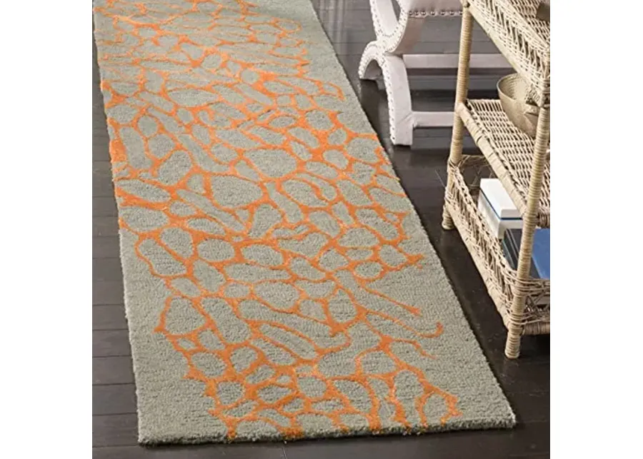 SAFAVIEH Blossom Collection 2'3" x 8' Grey/Orange BLM695C Handmade Premium Wool & Viscose Runner Rug-27