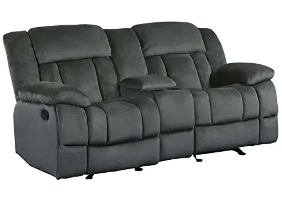 Homelegance Laurelton 79" Microfiber Double Glider Recliner Love Seat with Console, Gray-Grey