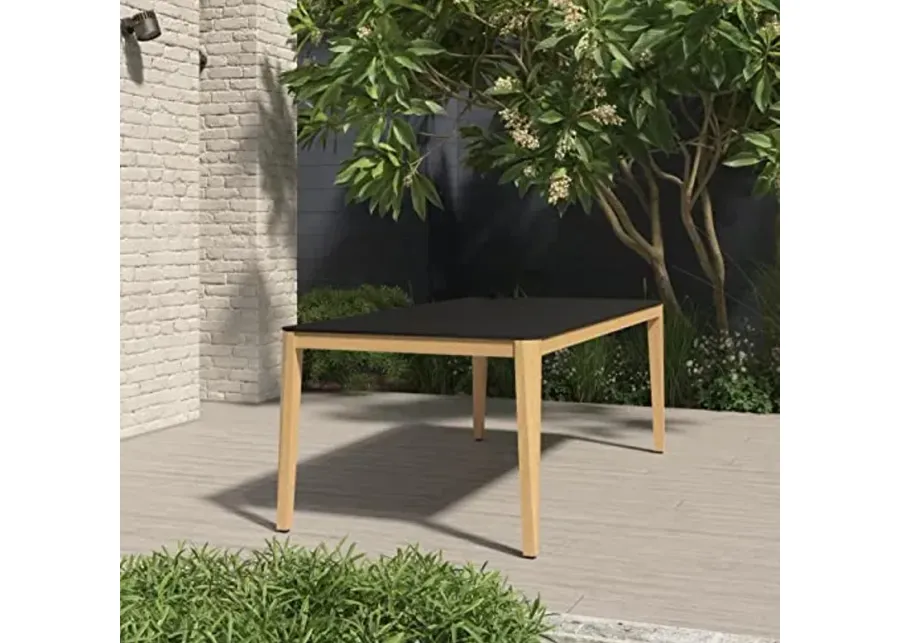 Amazonia Riso Rectangular Outdoor Dining Table | Teak Finish 100% FSC Eucalyptus | Ideal for Outdoors and Indoors (XL, Black)-Black