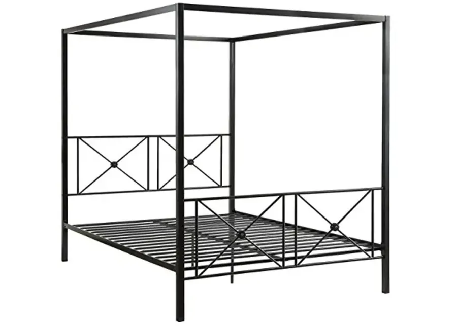 Homelegance Rapa Metal Canopy Bed, Queen, Black-Black
