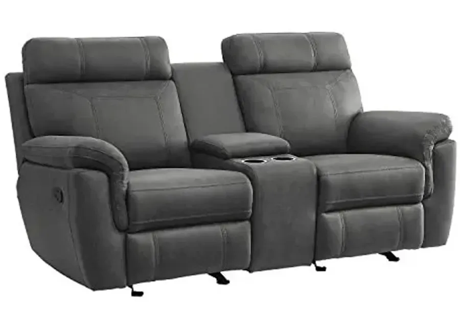 Lexicon Valois Double Glider Reclining Loveseat, Gray-Grey