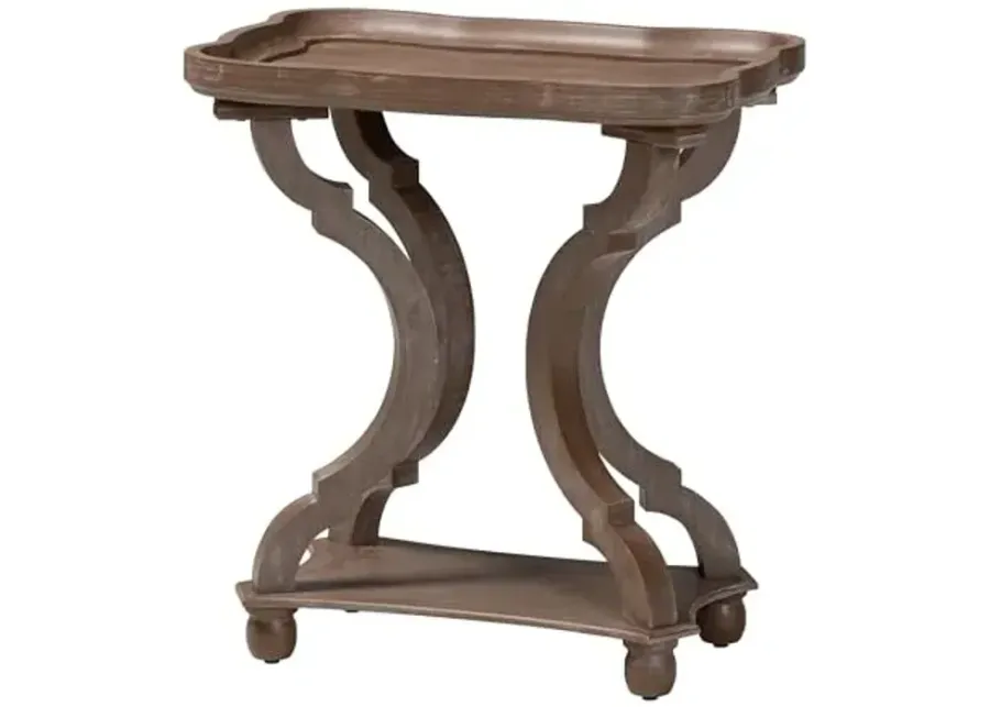 Baxton Studio Yannick French Country End Table, Antique Brown-Antique Brown