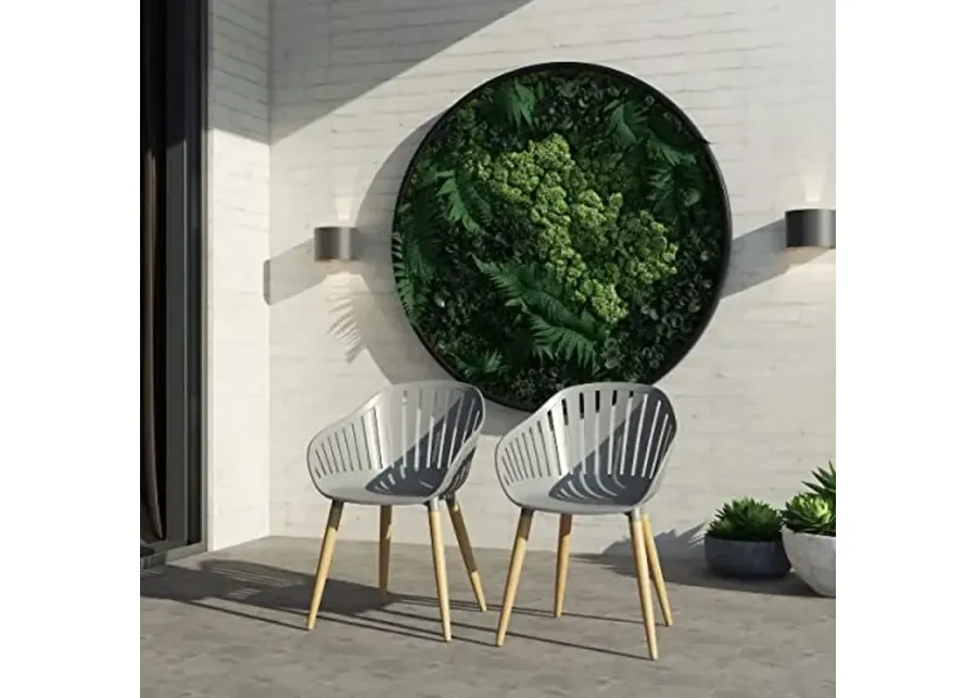 Amazonia Villanova 2-Piece Chair Set Ideal for Outdoors, Grey Light Teak Finish-Grey Light Teak Finish