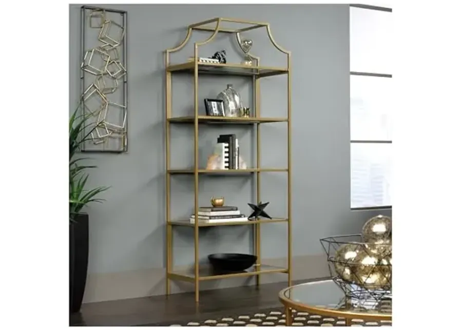 Sauder International Lux Bookcase/ book shelf, Satin Gold finish-Gold Satin