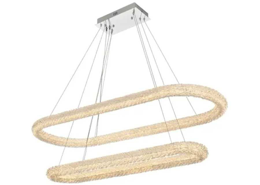 Elegant Lighting Bowen 51" 2-Light Metal Adjustable LED Chandelier in Chrome-50.5