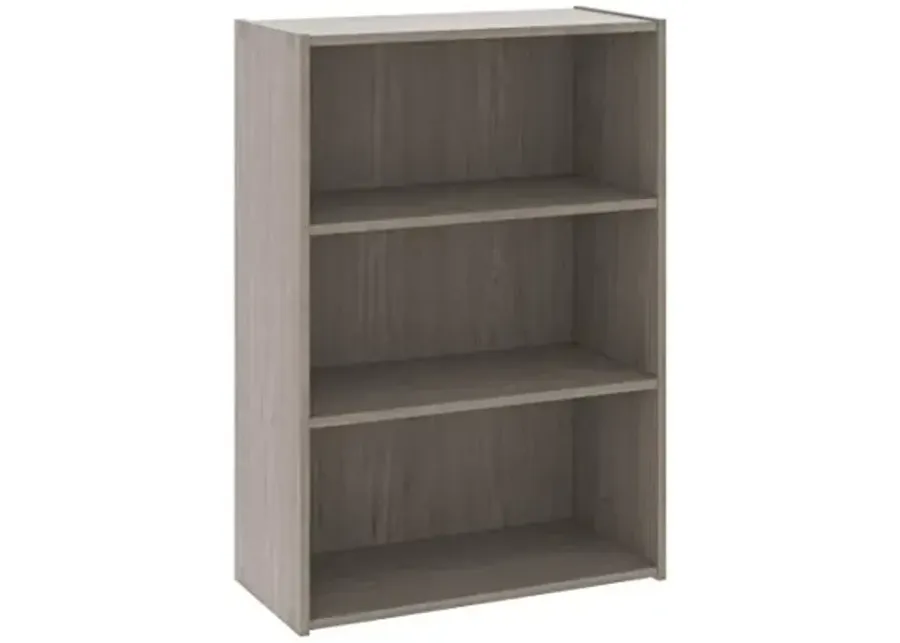 Sauder Beginnings 3-Shelf Bookcase, Bookshelf with Adjustable Storage Shelves, in Silver Sycamore-Silver Sycamore