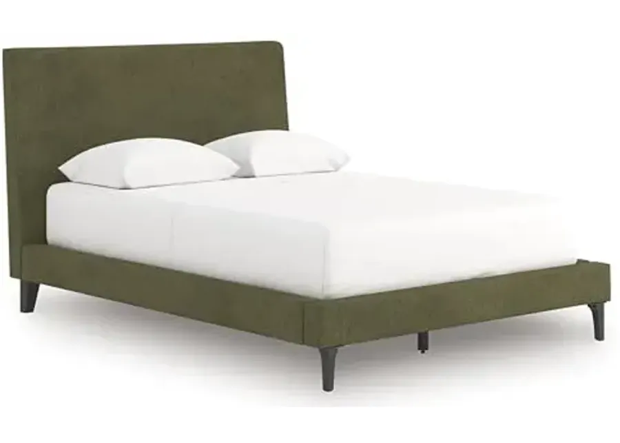 Signature Design by Ashley Darcalli Casual Full Upholstered Platform Bed with Roll Slats, No Foundation or Box Spring Needed, Green-Green