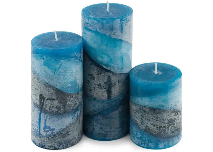 Blueberry Zigzag Pillar Candle - Small