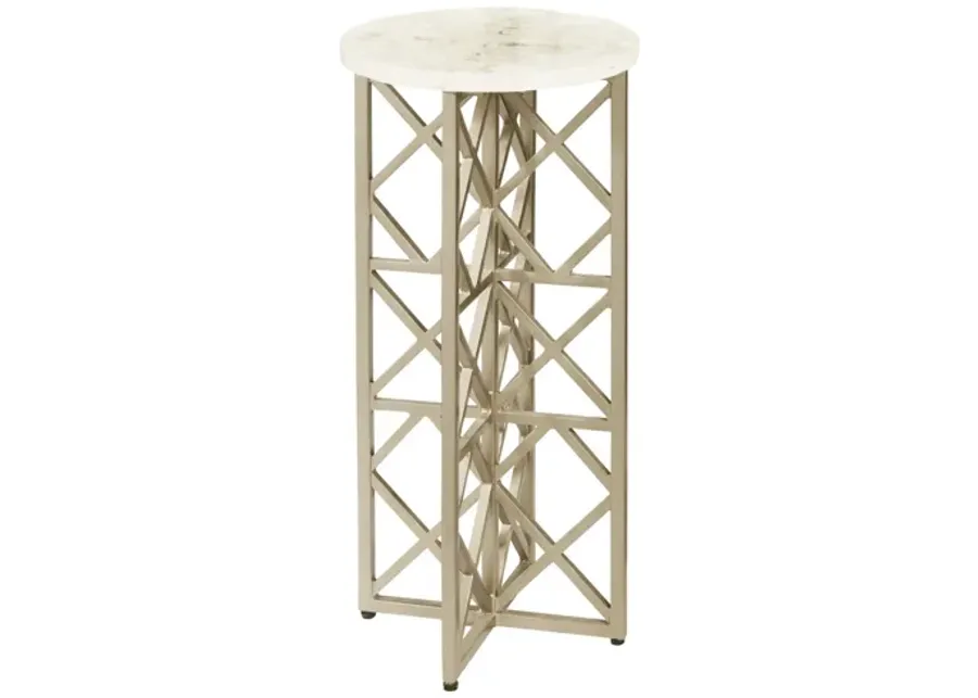 Gypsum Stone-Top Drink Table with Metal Base-10