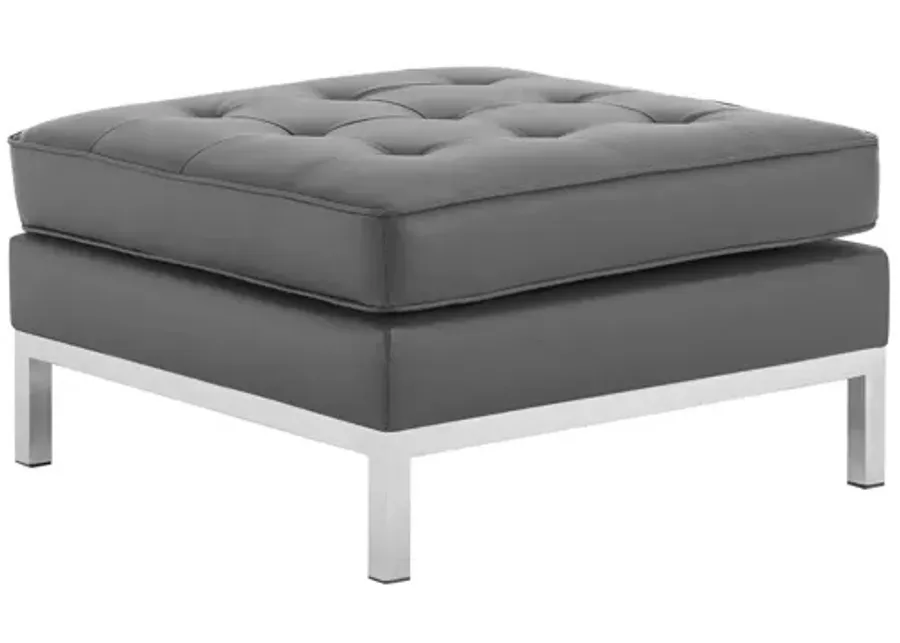 Loft Tufted Upholstered Faux Leather Ottoman in Silver Gray-27