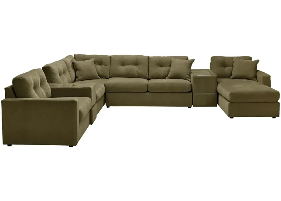 ModularOne Moss 7-Piece Sleeper Sectional with Right Arm Facing Chaise