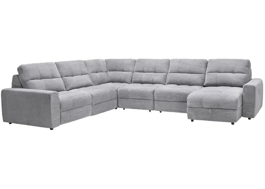 Phoenix 6-Piece Power Reclining Sectional with Right Arm Facing Chaise + 2 Armless Sliders-119