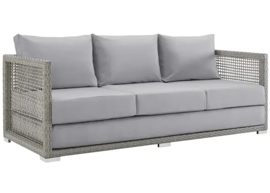 Aura Outdoor Patio Wicker Rattan Sofa in Grey-75