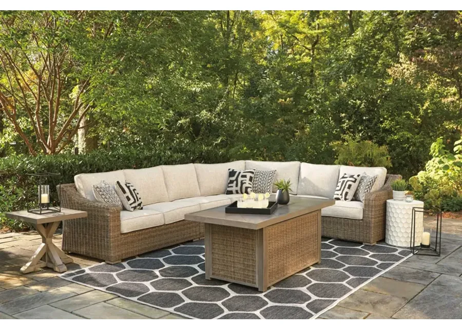 Beachcroft 5-Piece Sectional + Fire Table Set-118