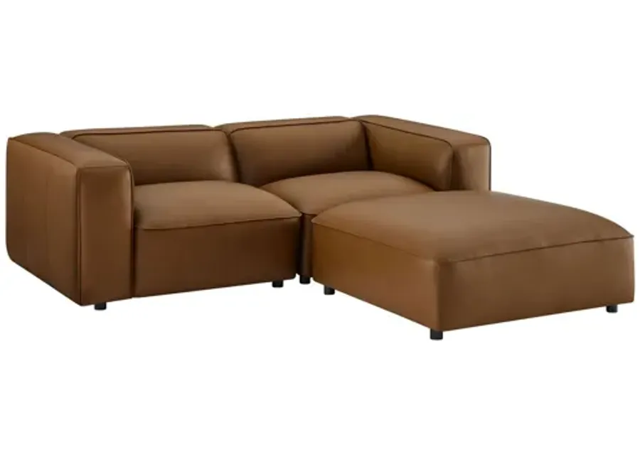 Auren 3-Piece Upholstered Vegan Leather Modular Loveseat with Ottoman-85