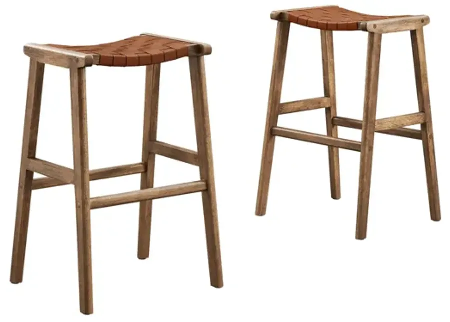 Saoirse Faux Leather Wood Bar Stool - Set of 2-20
