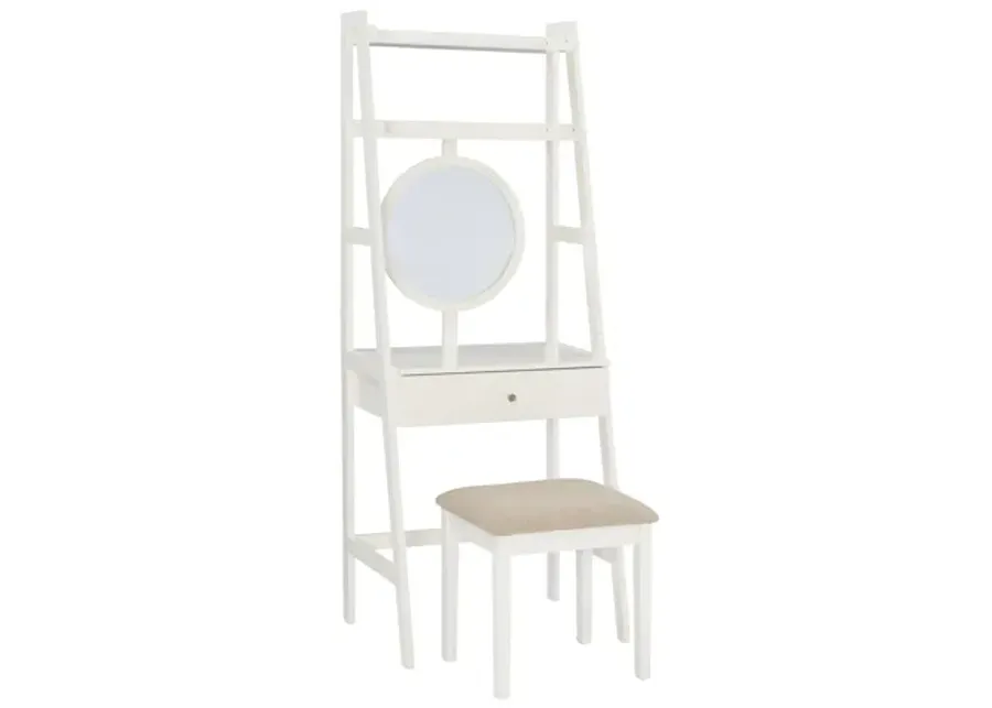 Lorelai White Leaning Vanity With Stool-26
