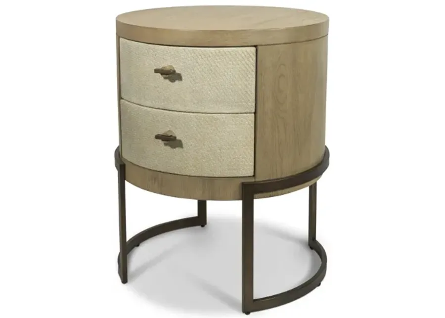 Rio Vista Woven 2 Drawer Round Accent Nightstand-24