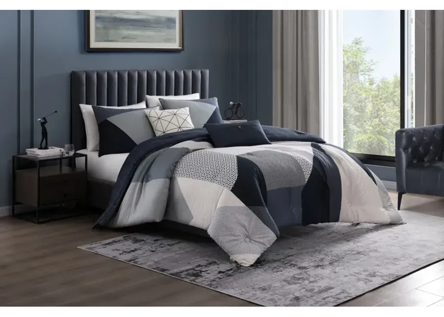 Geo Fusion 5 Piece 100% Cotton Reversible Comforter Set - King-106
