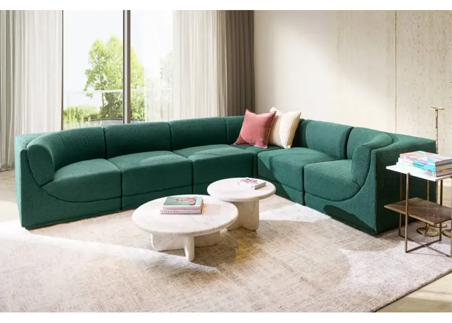 Ollie 6-Piece Modular Sectional in Green Boucle-128