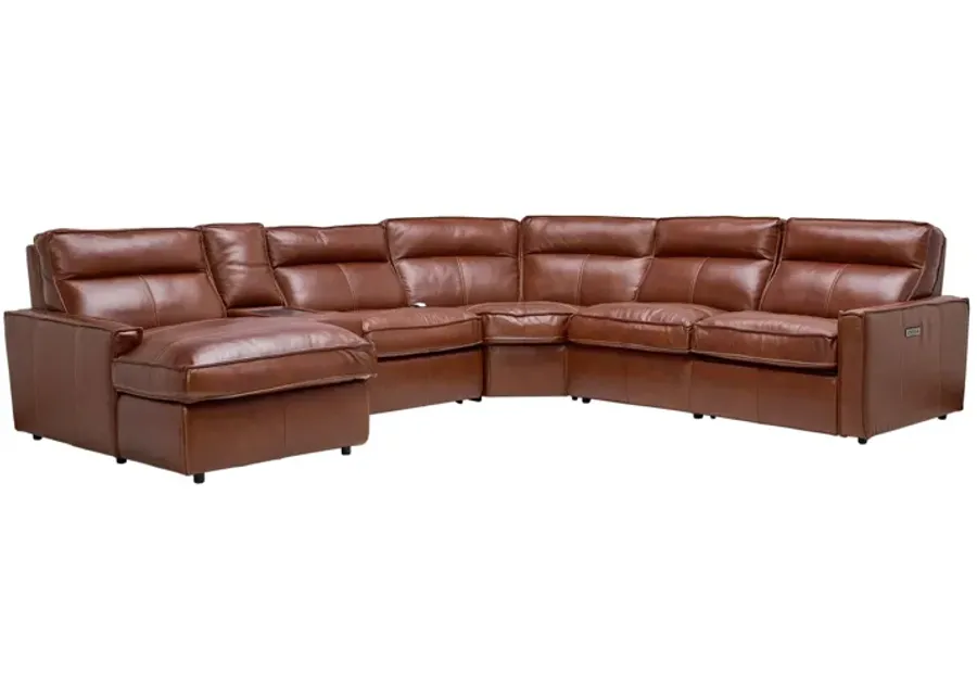 Berlin 6-Piece Dual Power Reclining Leather Sectional with Left Arm Facing Chaise-120