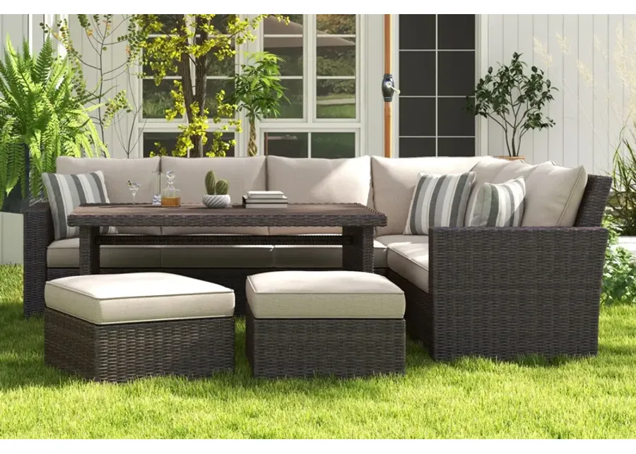 Resort Patio Sectional + Table + 2 Ottomans