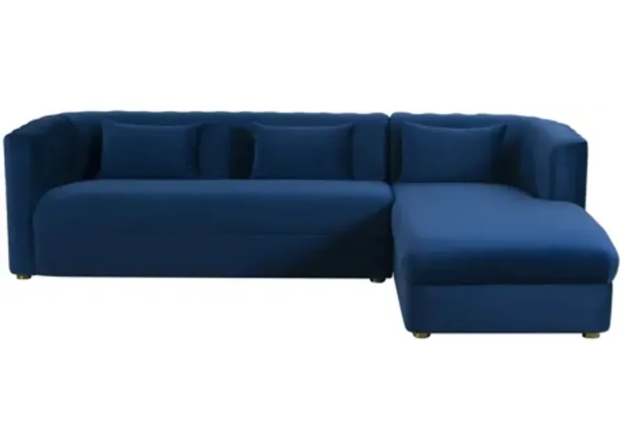 Callie Navy Velvet Sectional with Right Arm Facing Chaise-111