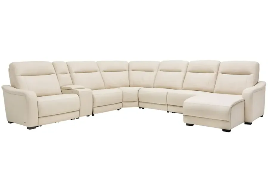 Newport 7-Piece Leather Dual Power Reclining Sectional with Right Arm Facing Chaise-154