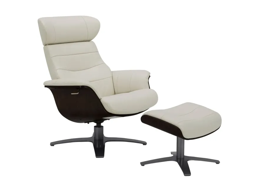 Florida Cream Leather Swivel Chair & Ottoman