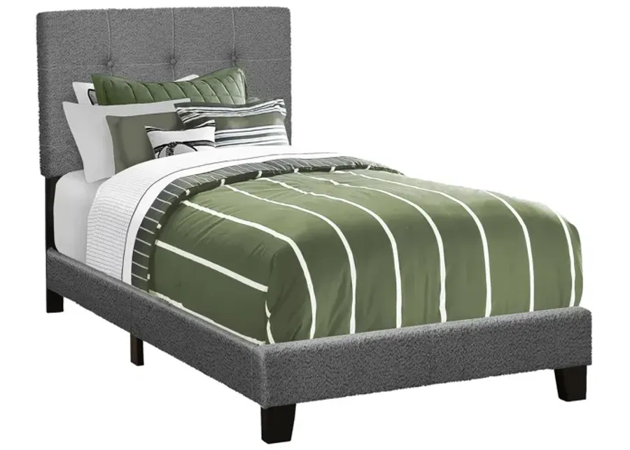 Monarch Specialties I 5803T - Twin Size Dark Grey Upholstered Bed Frame-43