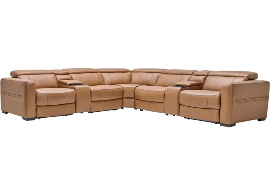 Ford 7-Piece Leather Dual Power Reclining Sectional-130
