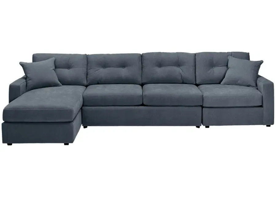 ModularOne Navy 3-Piece Sleeper Sofa with Left Arm Facing Chaise