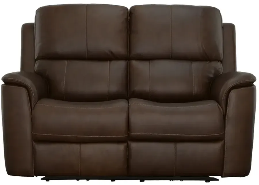 Oliver Umber Leather Triple Power Reclining Loveseat-63