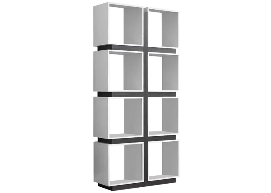 Monarch Specialties I 7076 - 71" Grey and White Bookshelf-12
