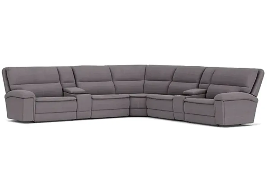Vixen 7-Piece Triple Power Reclining Sectional with 3 Recliners-140