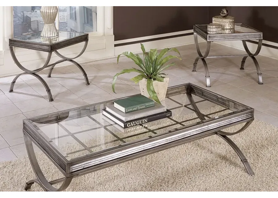 Metal & Glass Occasional Table Set of 3