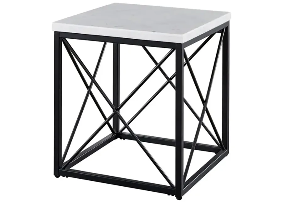 Skyler White Marble End Table-22