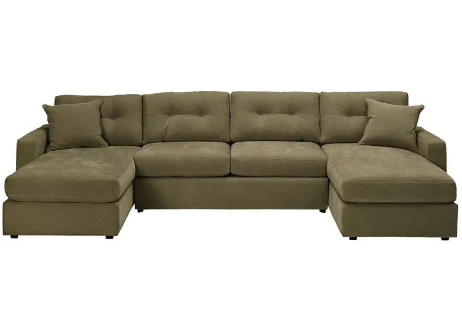 ModularOne Moss 3-Piece Sleeper Sofa with Dual Chaises
