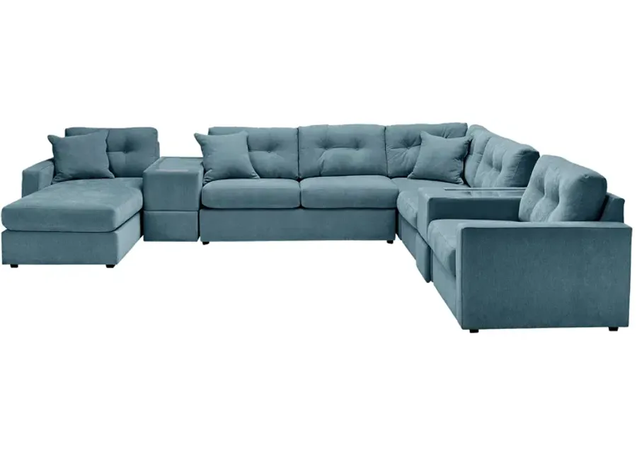 ModularOne Teal 7-Piece Sleeper Sectional with Left Arm Facing Chaise
