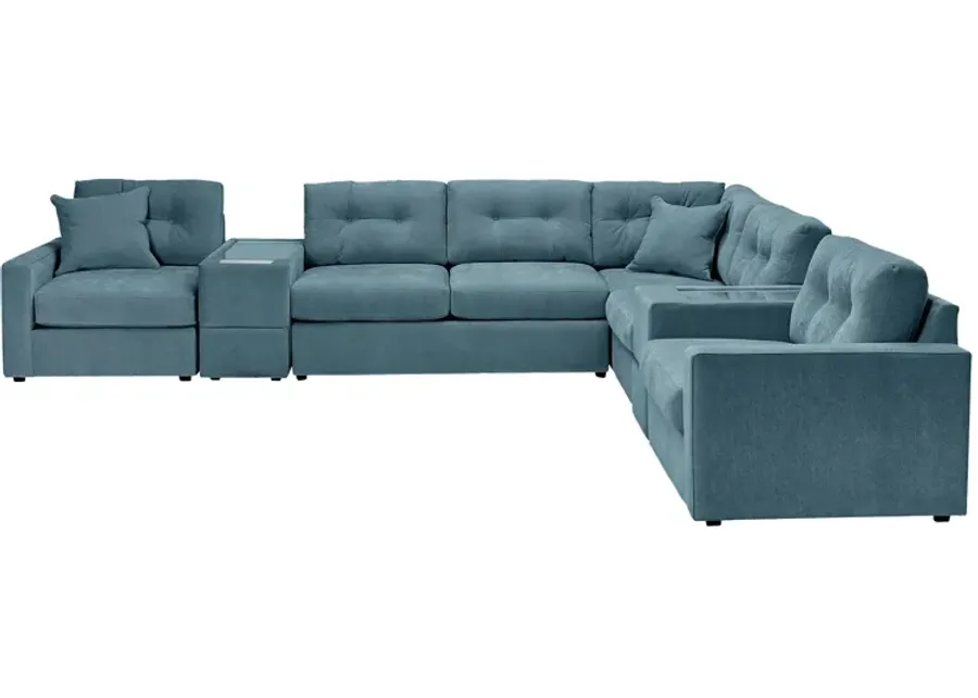 ModularOne Teal 7-Piece Sleeper Sectional with E-Console