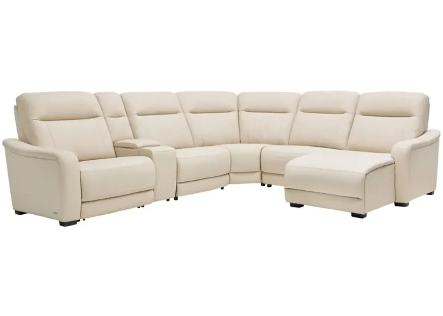 Newport 6-Piece Leather Dual Power Reclining Sectional with Right Arm Facing Chaise-135