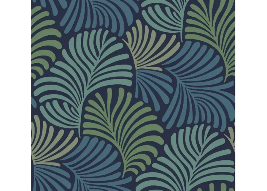 Trousdale Navy Fanning Flora Wallpaper-27