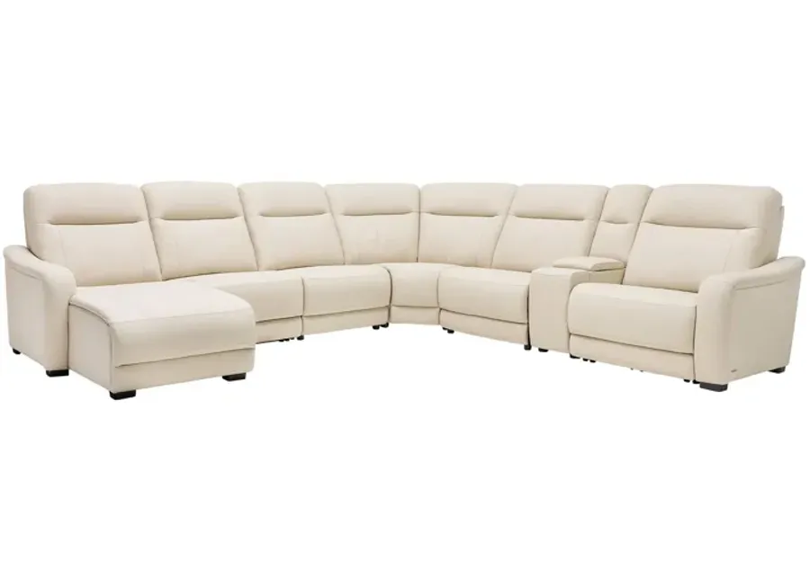 Newport 7-Piece Leather Dual Power Reclining Sectional with Left Arm Facing Chaise-154